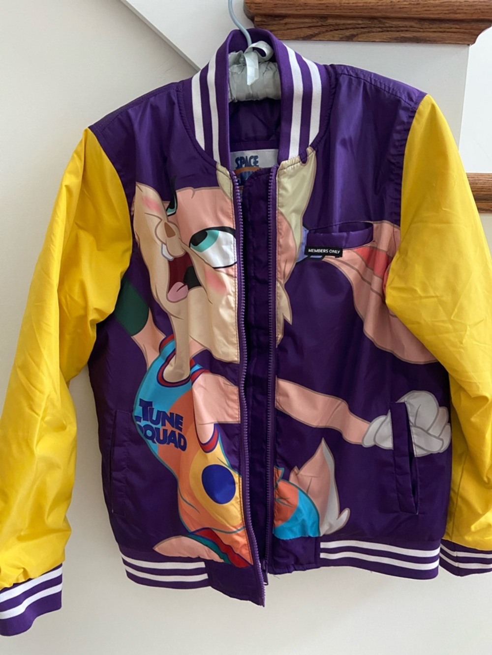 Members Only Kids Purple and Yellow Space Jam Tune Squad Bomber Jacket